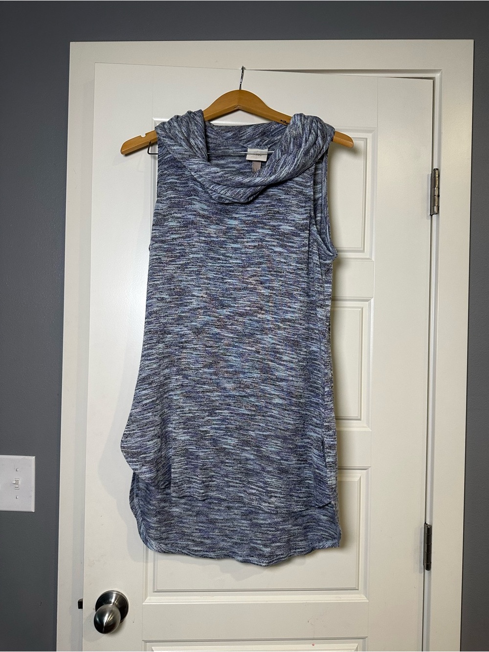 Knox Rose Blue Heathered Sleeveless Cowl-Neck Tunic
